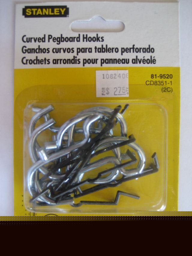 Stanley curved pegboard hooks-stn 819520