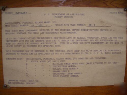 Forest service hickok radio test oscilloscope model 385