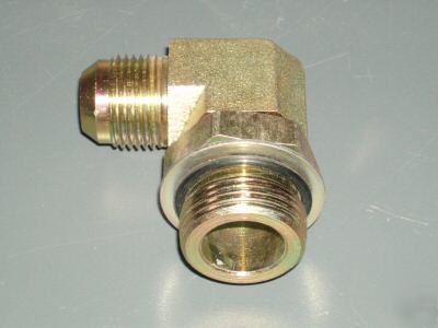 Hydraulic adapter elbow-90- #6 male jic x #6 male oring