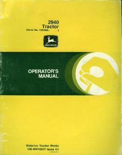John deere operator's manual 2940 tractor tractors good