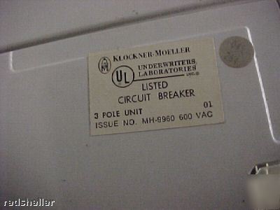  klockner moeller 400 a 3 pole circuit breaker nzm