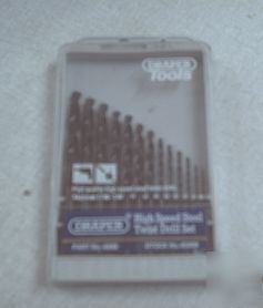 New set of high speed steel imperial size drill bits.
