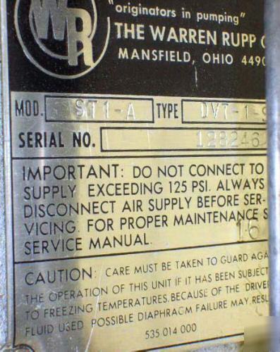 Warren rupp vip sandpiper diaphragm pump